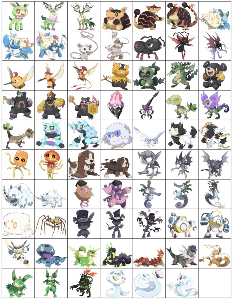End of 2024, so here’s a little collection of all my fakemon so far