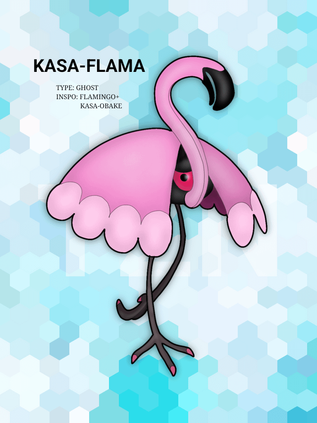 Kasa-flama, my own concept for a flamingo pokémon