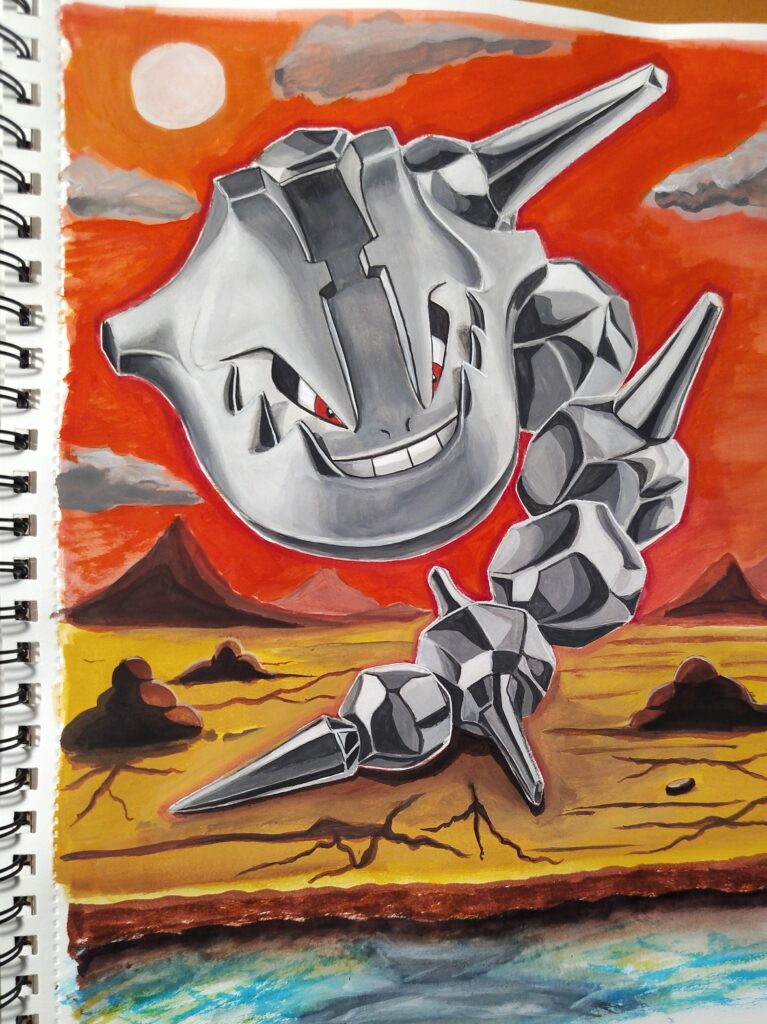 Steelix Watercolor/Gouache Art, Steel Snake deserves some love [OC]