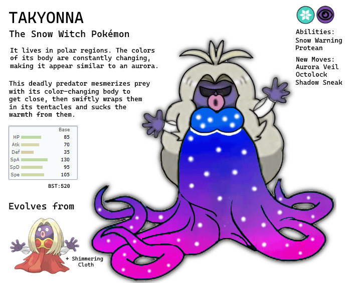 A Jynx evo that is also an aurora-themed octopus