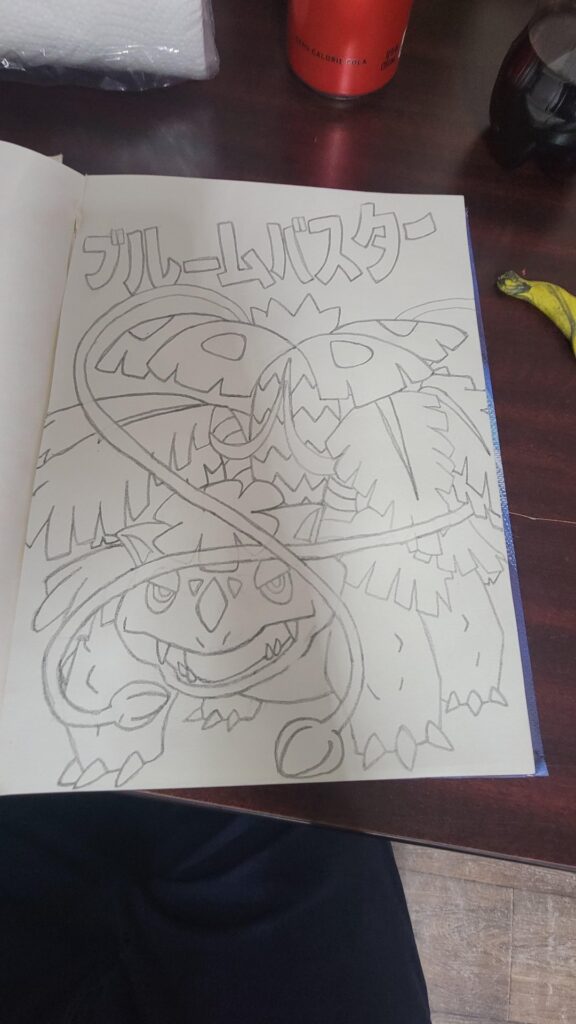 My cousin loved the Venusaur I drew for him yesterday, and I enjoyed the process so today I made for him Mega Venusaur