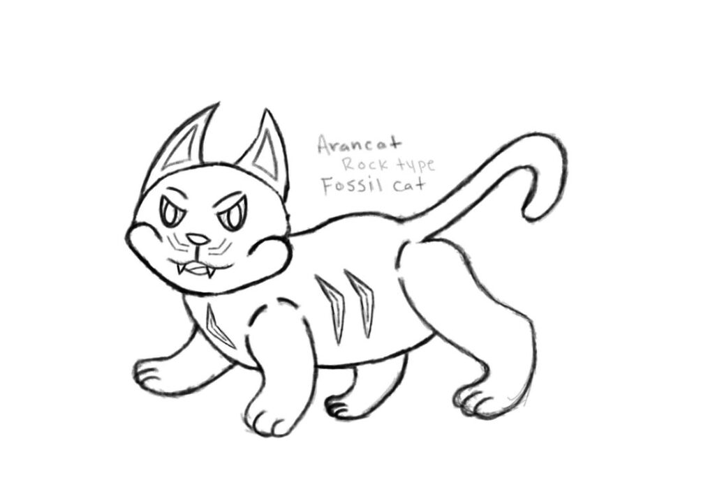 The first two are redesigns of past sketches. A fossil cat based off grimjow from bleach. And the destiny turtle that has no name yet. Critiques are always welcomed