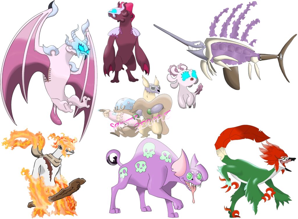 About half of the fakemon i’ve made so far