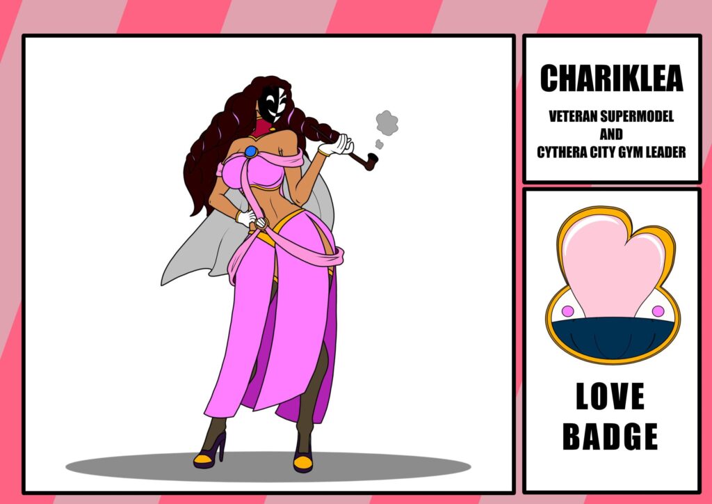 Meet Chariklea, the masked beauty of the Modelling World and the Gym Leader of Cythera City, specializing in Fairy-Types. [OC] [Art by me]