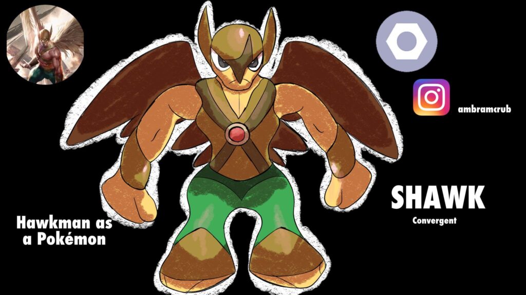 Hawkman as a Fakemon (Sawk Convergent) (Throh is Thor, if anyone is wondering that)