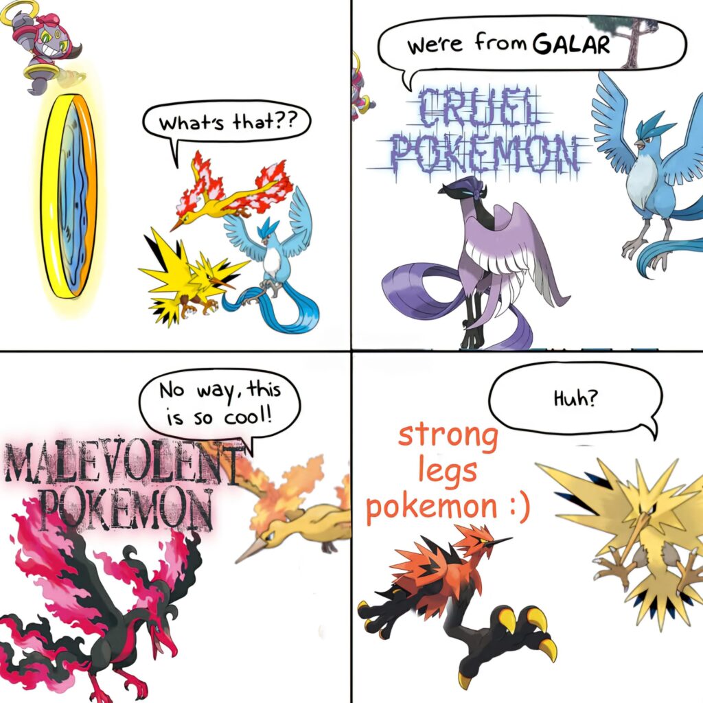 [oc] your siblings get "Malevolent" and "Cruel" as Pokémon Category and you just get "Leg"