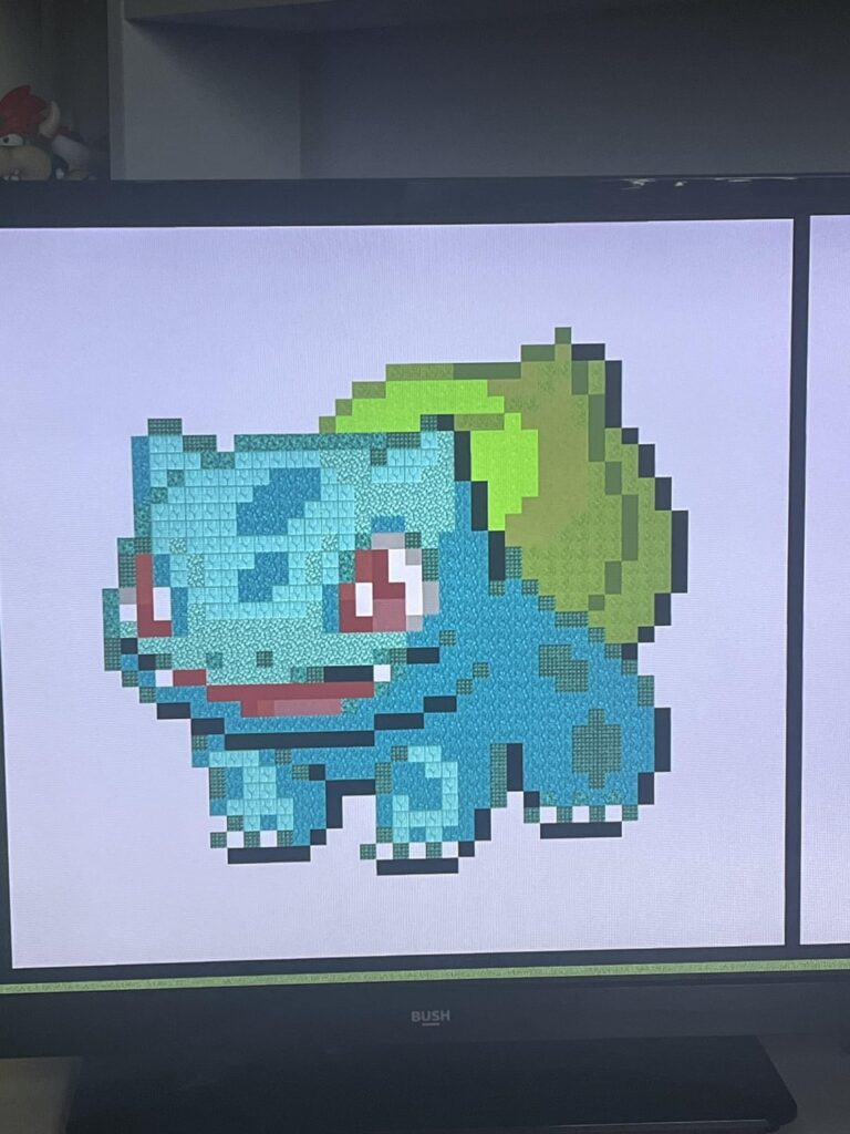 I built the bulbasaur line in Minecraft!