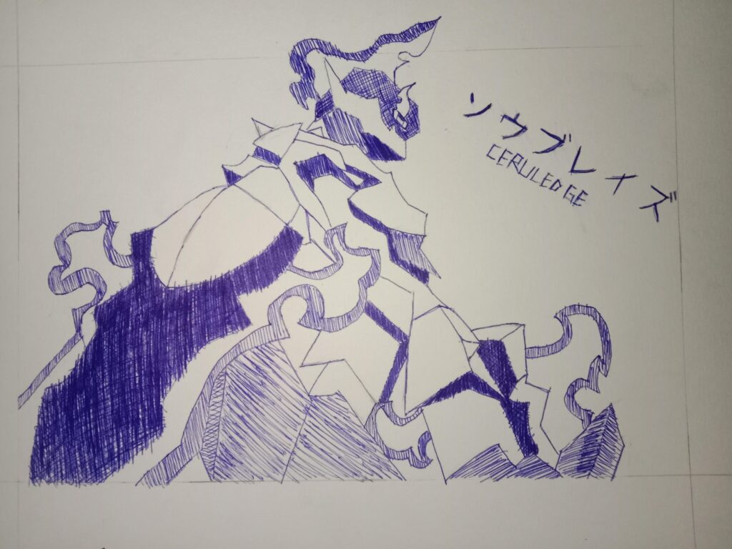 Decided to draw Ceruledge out of memories for art class