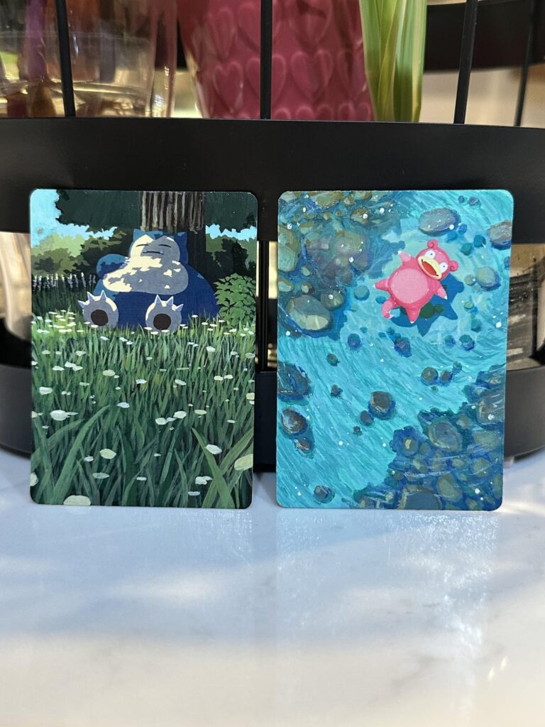 Painted on a Snorlax and Slowpoke card