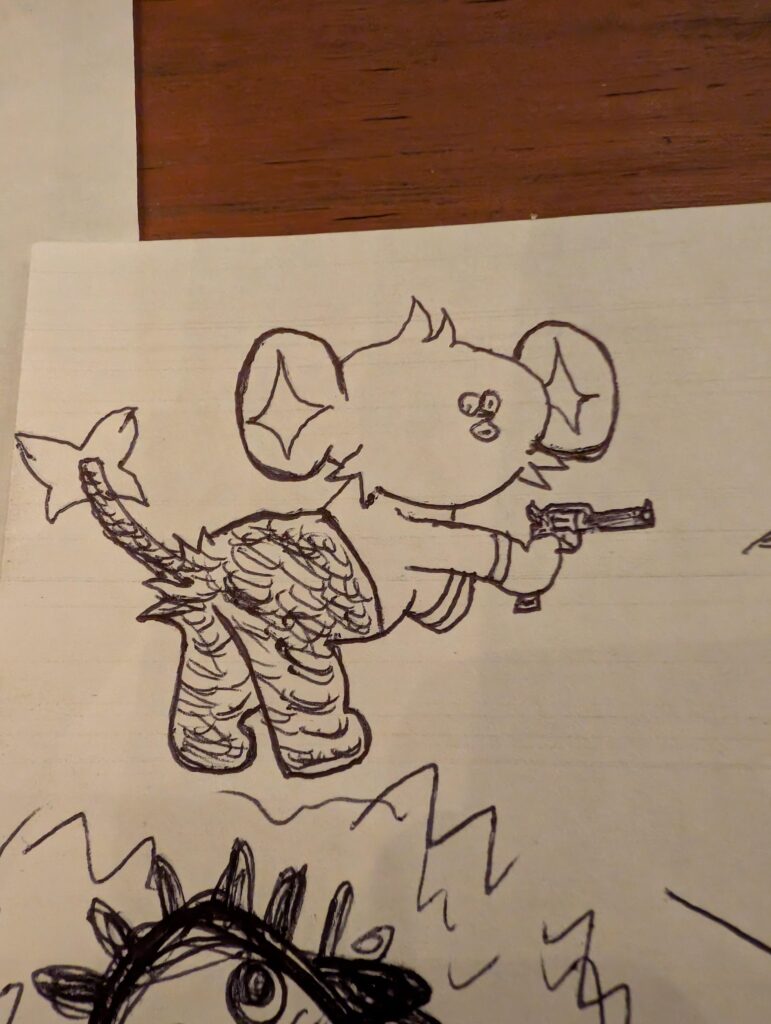 I drew a faceless Shinx and told my buddy to draw a Homer Simpson face on it. How did we do?