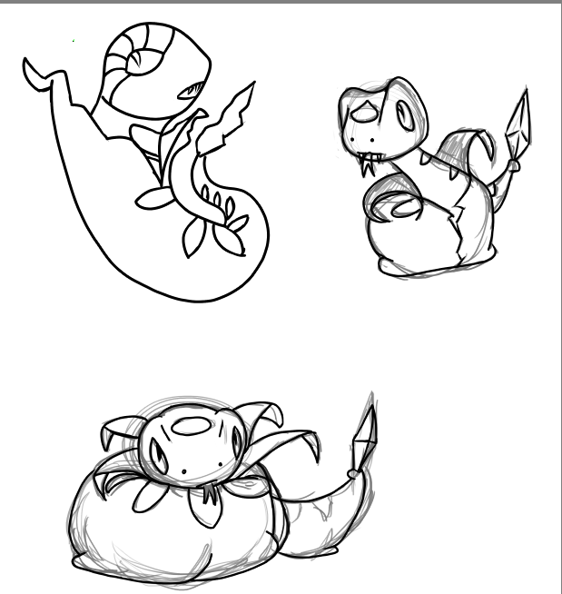 Making a Water Snake starter! I wanted to see which one people liked the design of most. This is for a Greece based region and the snake is based off a shedding Coastal Viper and Sea Snakes! I'm unsure what to do with the tail though.