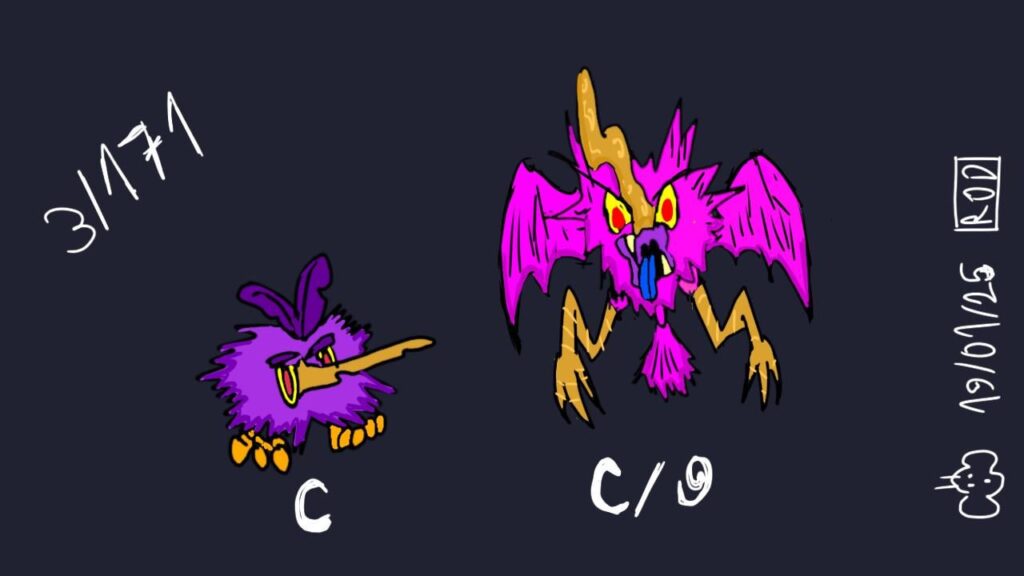 These witch familiars clean their house and when they evolve, they gain wings, being used as flying brooms. Dark type. Dark/flying types.