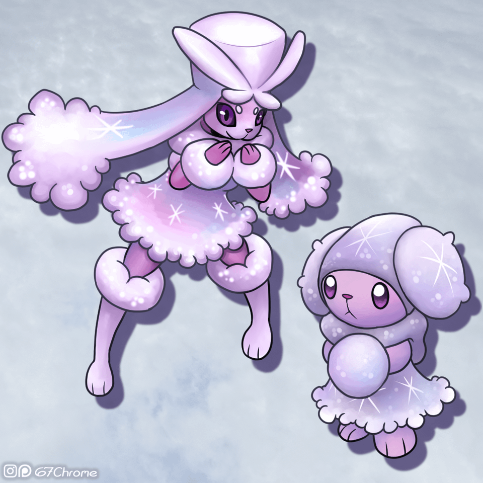 [OC] What if Buneary & Lopunny had a regional form with Earmuffs and a Marshmallow Hat?