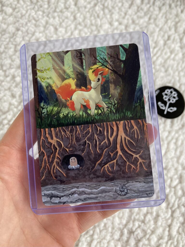 I painted onto this Ponyta card [OC]