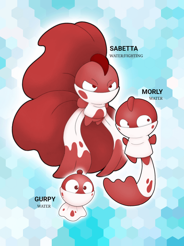 Gurpy, Morly, and Sabetta–inspired by my aquarium fishes