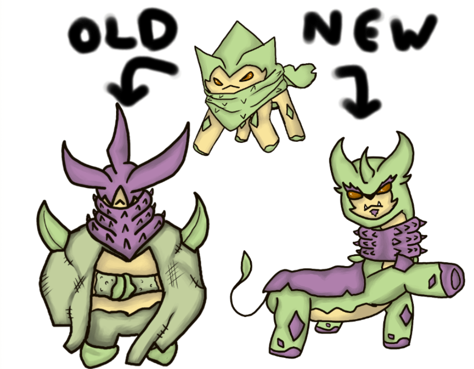 Old Vs New Design, which is better? (Pokemon Name: Bramblescourge Grass / Poison)