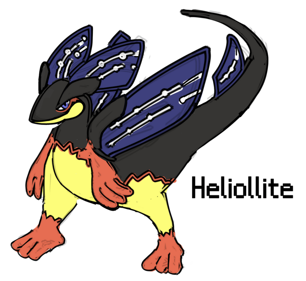Redesign of my Heliolisk evolution (OG on second slide)