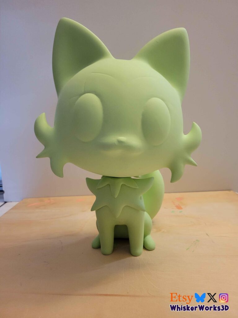 Working on a 3D printed statue of a life-sized Sprigatito!