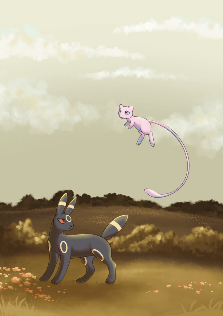 umbreon and mew 🤍 [oc]