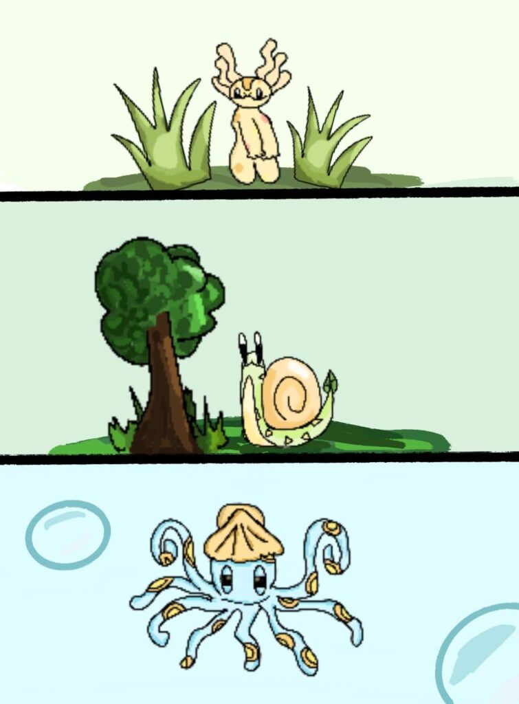 My Starters, Blazealot, Snaileer, and Octoring