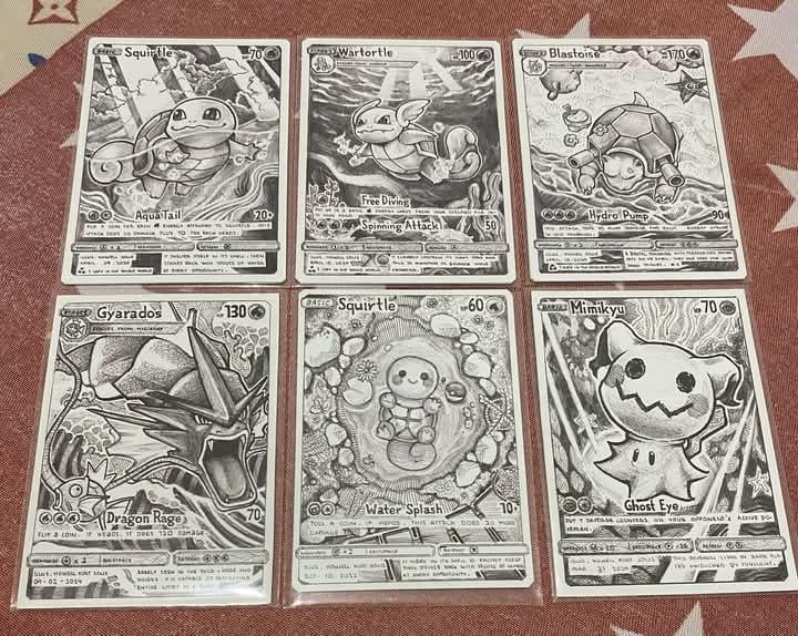 Ink drawn pokemon cards (OC)