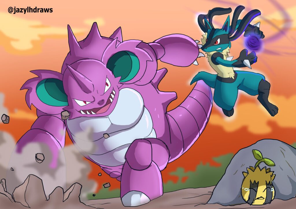 [Fan Art] Nidoking vs Lucario