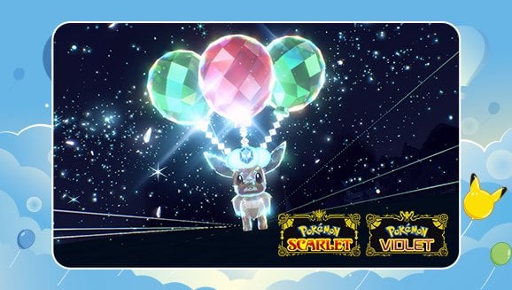 Receive a Flying–Tera Type Eevee in Pokémon Scarlet or Pokémon Violet at participating retailers