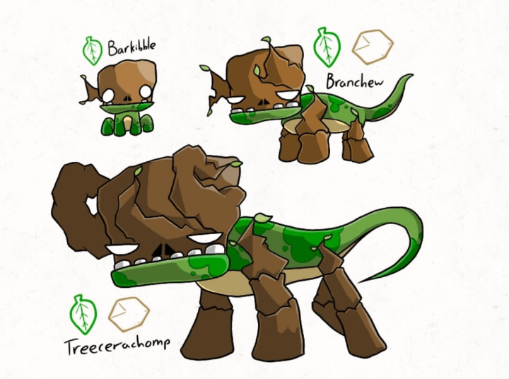Since y'all seemed to like the fire line, here's a Grass Starter line, opinions still very welcome :)