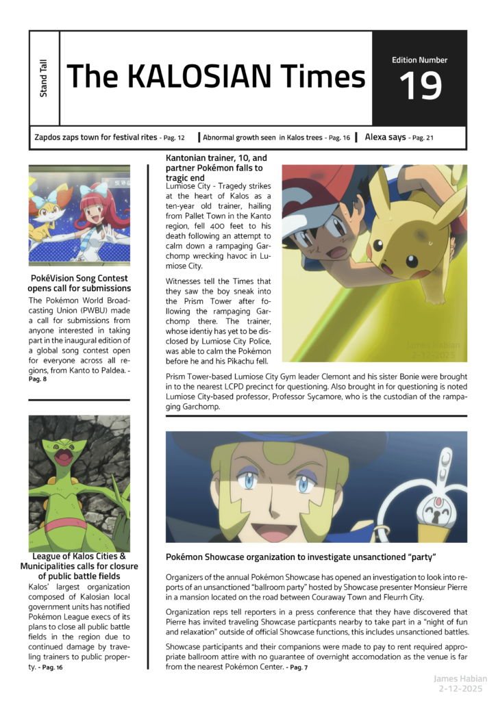 Stand tall to the latest issue of The Kalosian Times 'cause I know you're a winner! (OC)