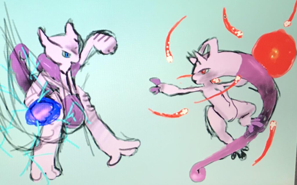 Whos gonna win? (Happy birthday mewtwo! 🎂🎈🎉