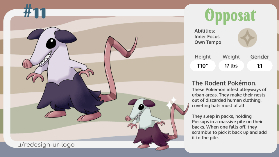 Day 11 of posting Fakemon from my region, Istora! Here's Opposat, the Rodent Pokemon!