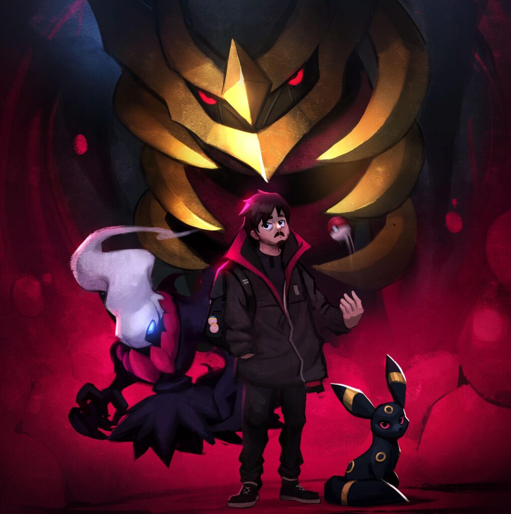 Darkrai, Giratina, Umbreon and me! [OC]