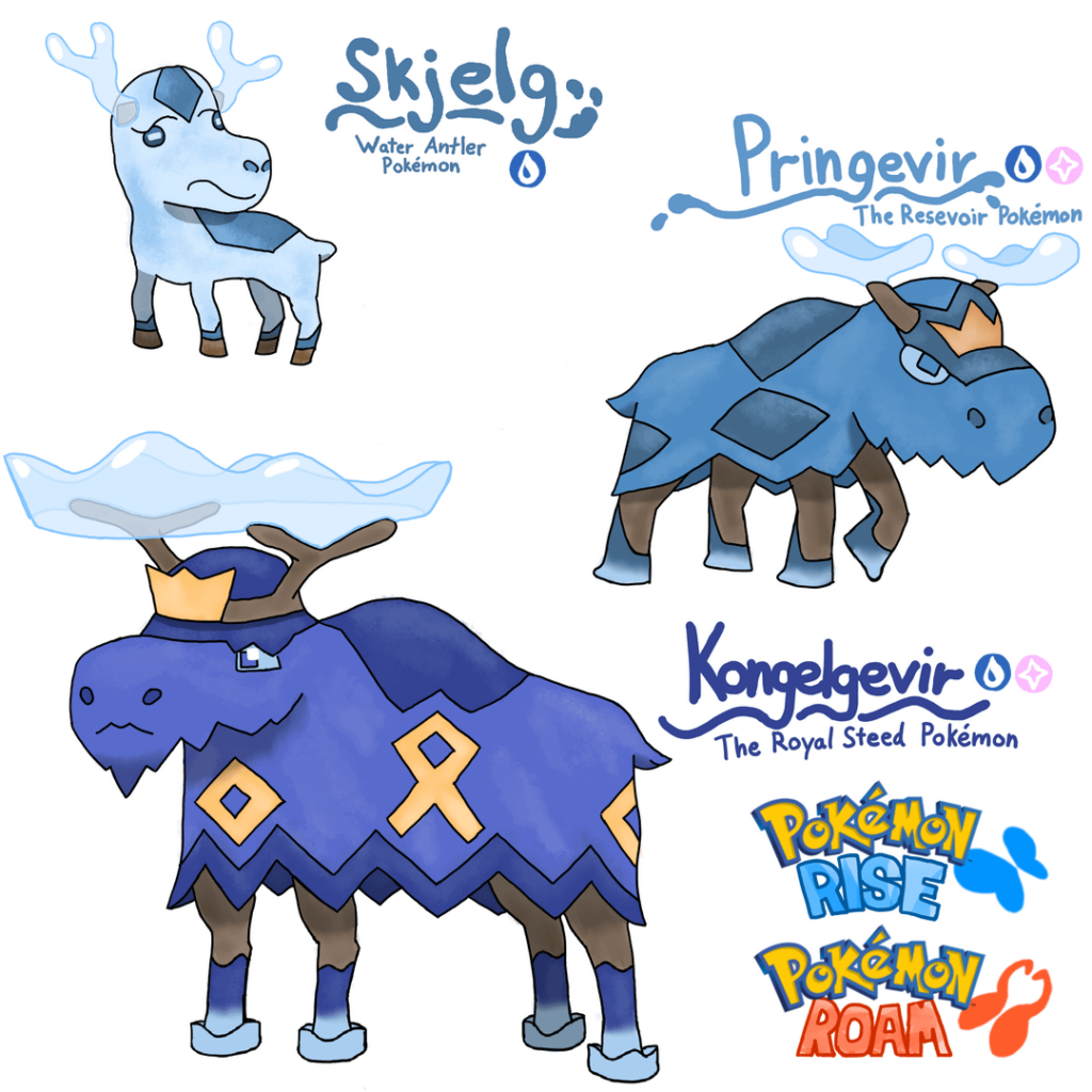 Kongelgevir, Pringevir and Skjelg - Water Starters for the Valha Region! a Scandinavian inspired region