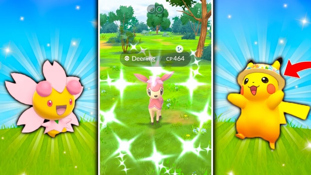 NEW EXCLUSIVE COSTUMED PIKACHU IN POKEMON GO! Shiny Deerling, Cherrim Spawns and More!