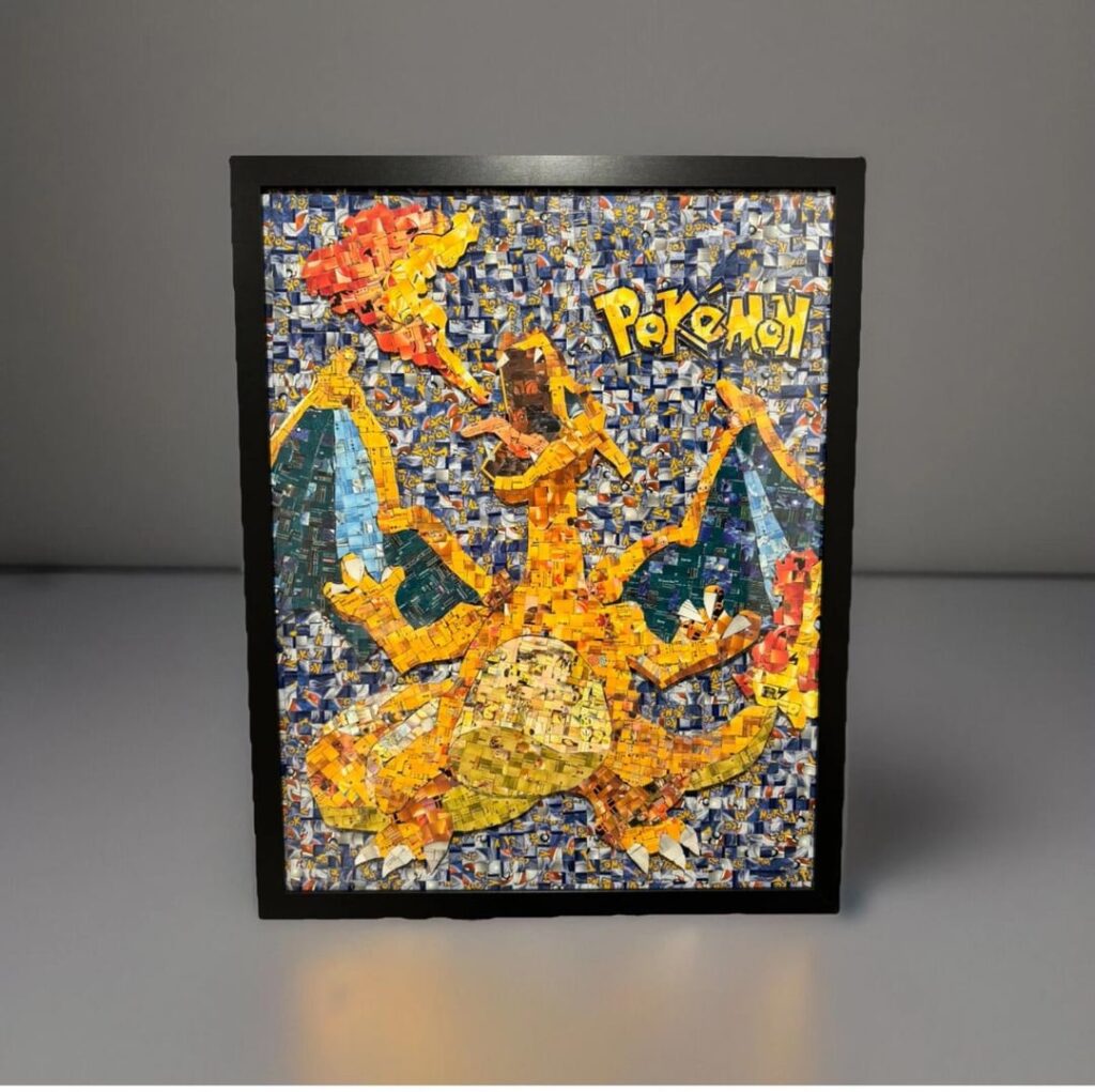Charizard Wall Art | 100% Recycled Pokemon Cards. Who should I make next?