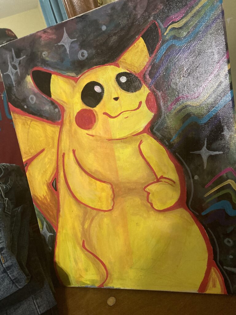 My daughter (14f) made me a “fat pikachu” painting, how did she do?