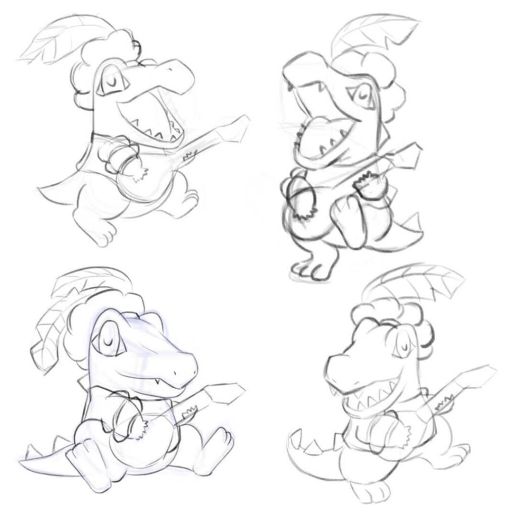 [OC] I'm back again with more pokemon in rpg style, this time with the johto starters, I'm working on a bard totodile