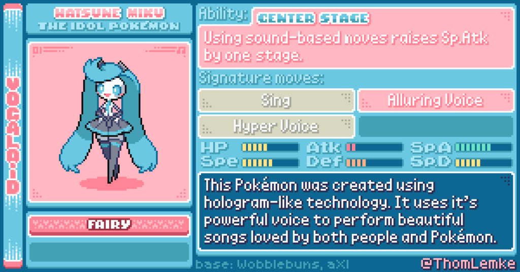 Hatsune Miku as a Pokemon