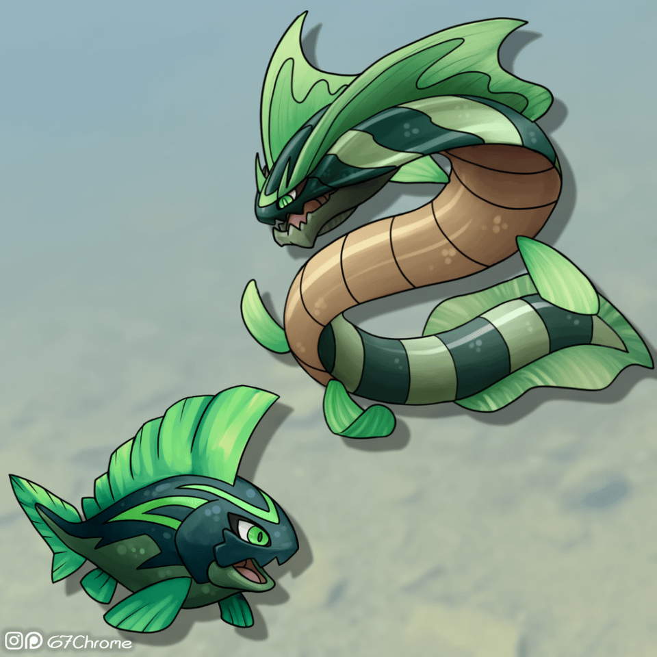Basmood and Illmanar, the ill-tempered sports fish and river monster that can chase fishermen around by walking on their fins.