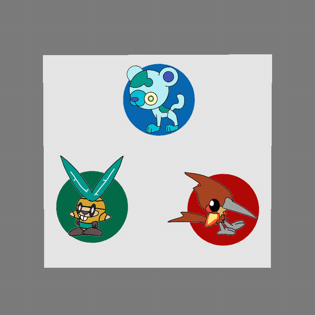 My Mexican starter pokemon. I couldn't come up with names any suggestions.