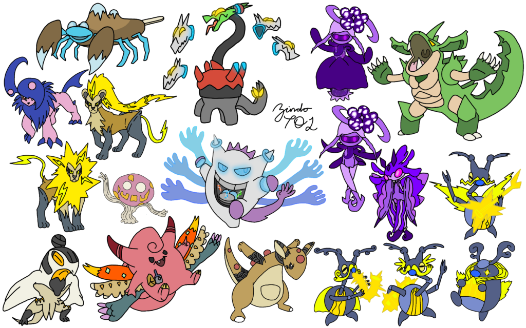 Thanks for all the great ideas!! Had lots of fun drawing these! And again! (If you want) You can suggest your reigonal variant/convergent/Ultra Beast/Paradox Fakemon/Mega ideas and I'll draw the first 10 comments!