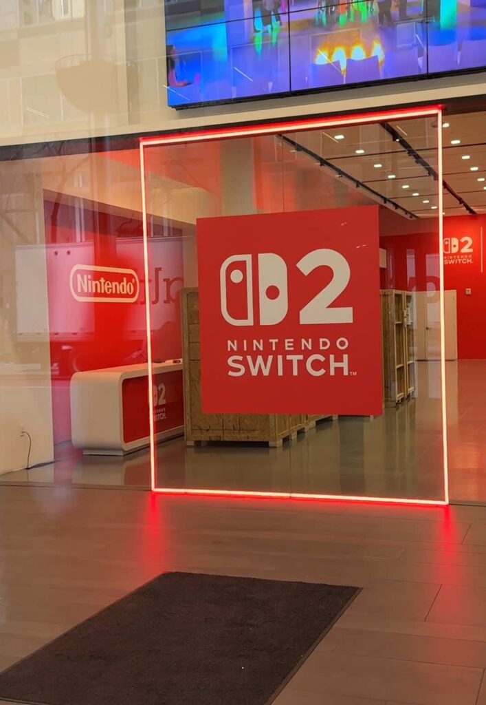 tiktok user @zoidbae took video through the window of the Switch 2 Experience