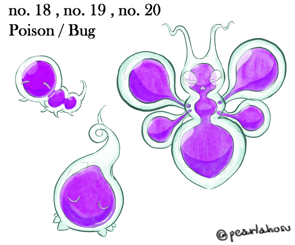 Fakemon line based on Prince Rupert Drops and beakers, early route poison bug