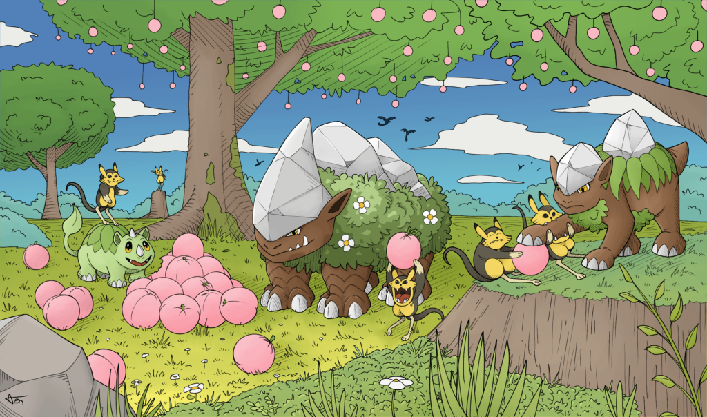 Here is the evolutionary line of Rinodino, the Grass Rhino Fákemon!