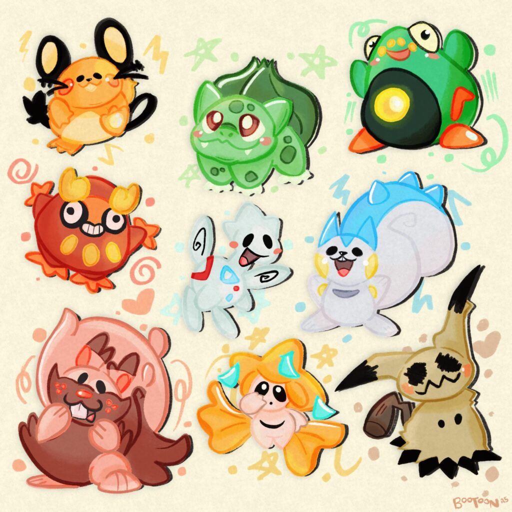 I drew my favorite Pokemon from each gen for Pokemon Day!! :)