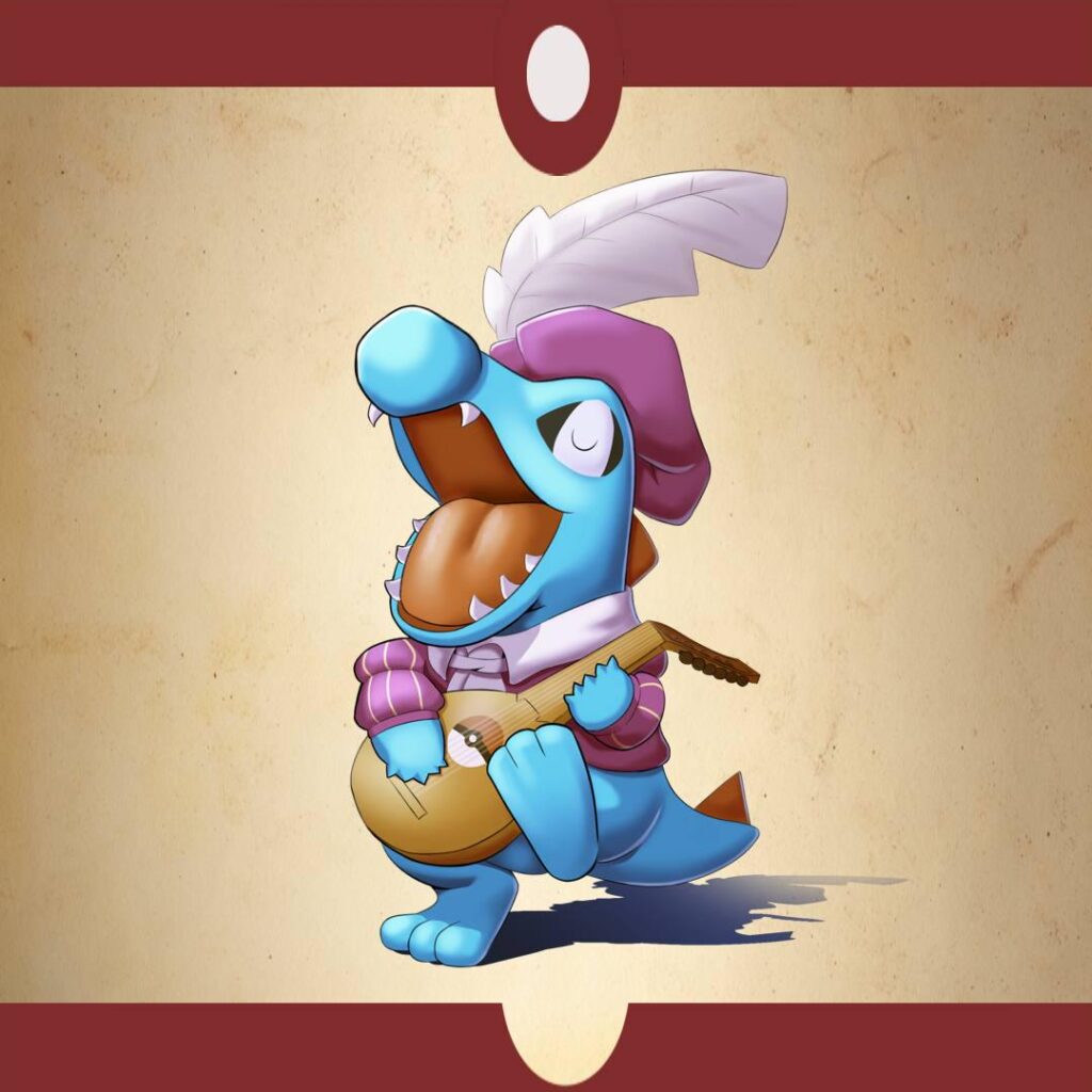 [OC] Hi, here's the finished version of my bard totodile, i hope you guys like it