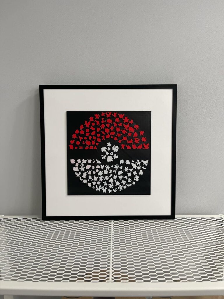 I 3D printed pokeball wall art