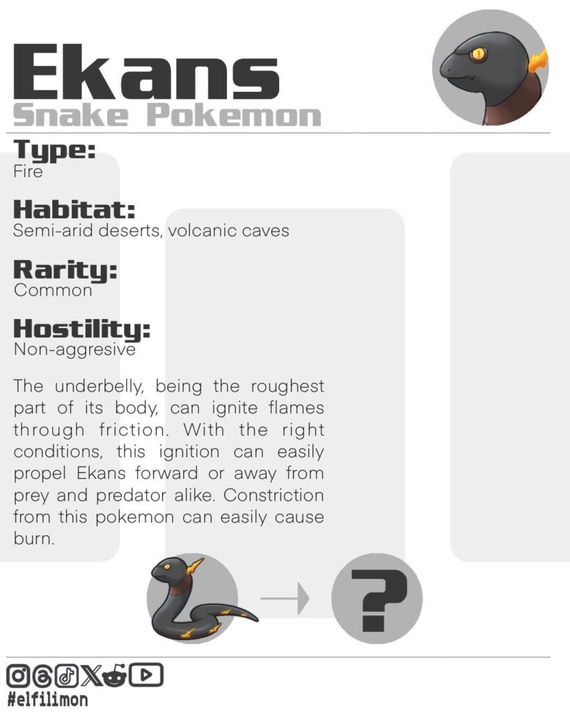 Redesigned my Fire-Type Ekans, hopefully these flames are better now :)