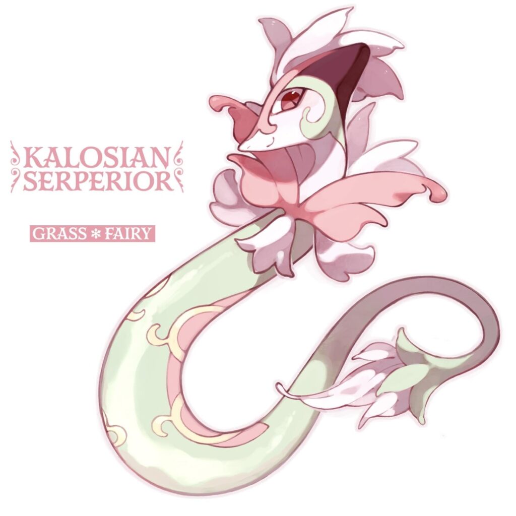 Rococo-Inspired regional Variant serperior I made before the starters were officially announced [OC]