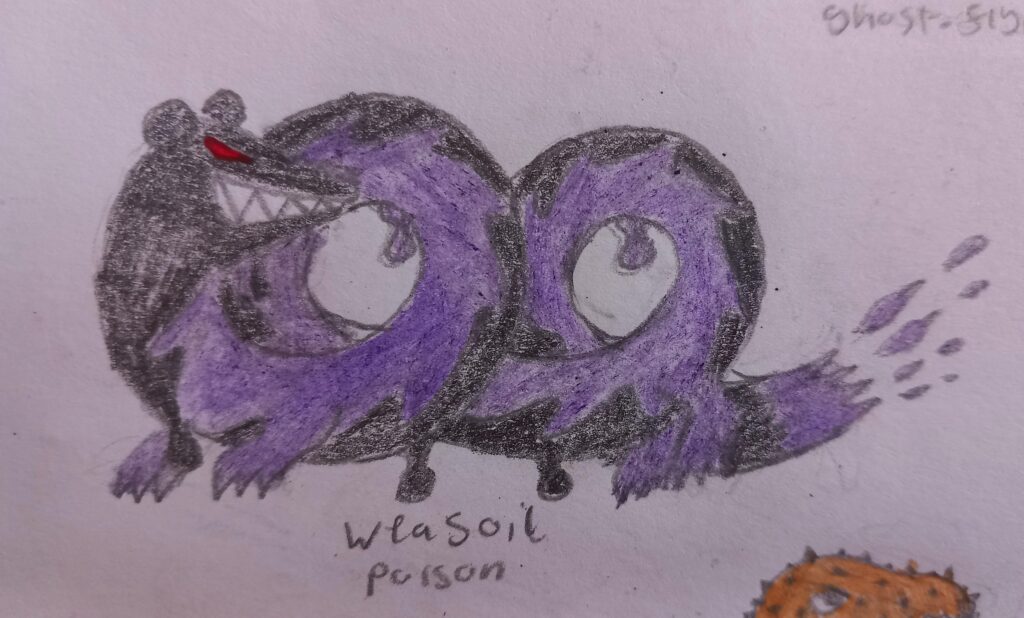 Weasoil, a Poison-Dark pokemon from Ãrohwa, my NZ/Polynesia region.